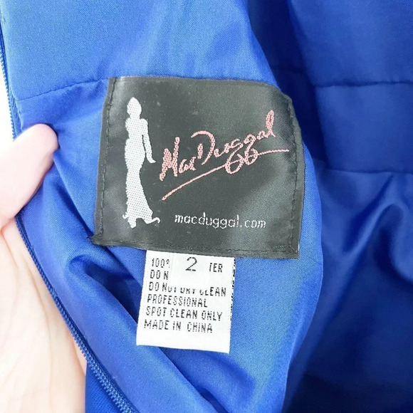 Mac Duggal Royal Blue Beaded A Line Back Cut Out Party Prom Dress Women's Size 2 - Picture 12 of 14